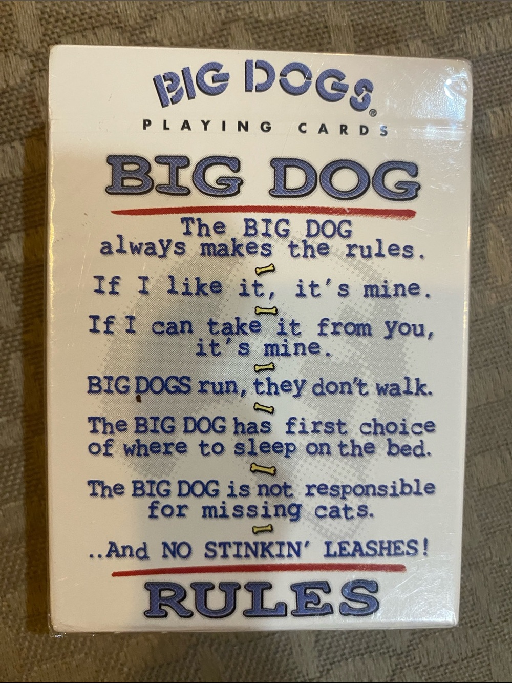 Big Dogs Playing Cards - White with Blue and Red Accents - new in package